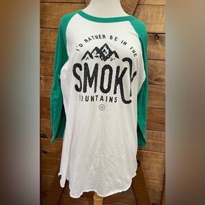 Green and White Raglan Shirt